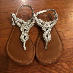 Girls Cat & Jack brown and silver sandals